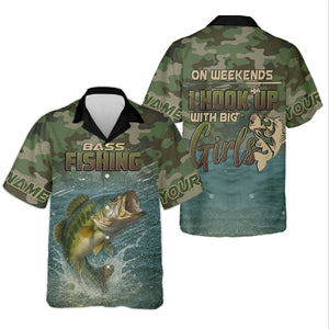 On Weekends I Hook Up With Big Girls Camo Bass Fishing Shirt, Funny Fishing Shirt, Fishing Shirts For Men