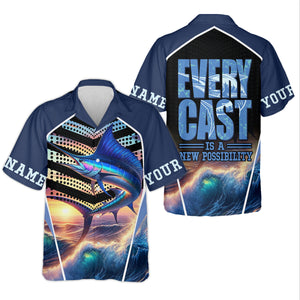 Every Cast Is A New Possibility Mens Fishing Shirts Long Sleeve, SPF Shirt For Men, Fishing Shirts For Men