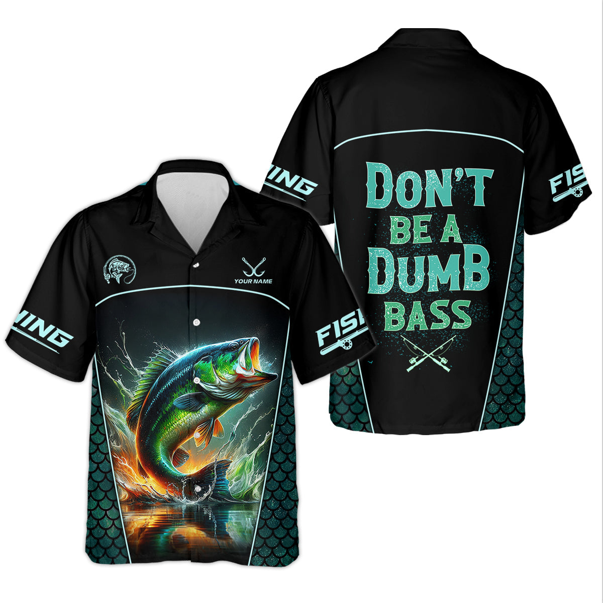 Don't Be A Dumb Bass SPF Shirt For Men, Funny Fishing Shirt, Fishing Shirts For Men, Bass Fishing