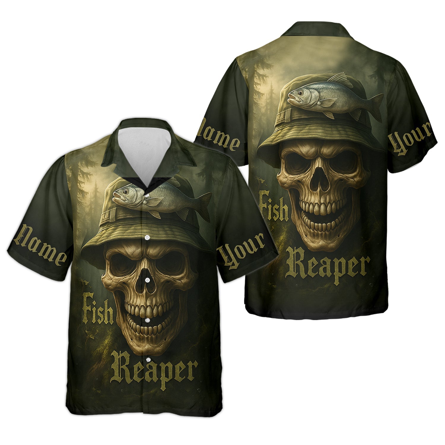 Fish Reaper Camo Fishing Shirt, Funny Fishing T-Shirt, UV Protection Clothing