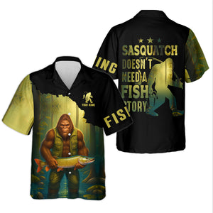 Sasquatch Doesn't Need A Fish Story Funny Fishing Shirt SPF Shirt For Men, Funny Fishing Shirt, Fishing Shirts For Men