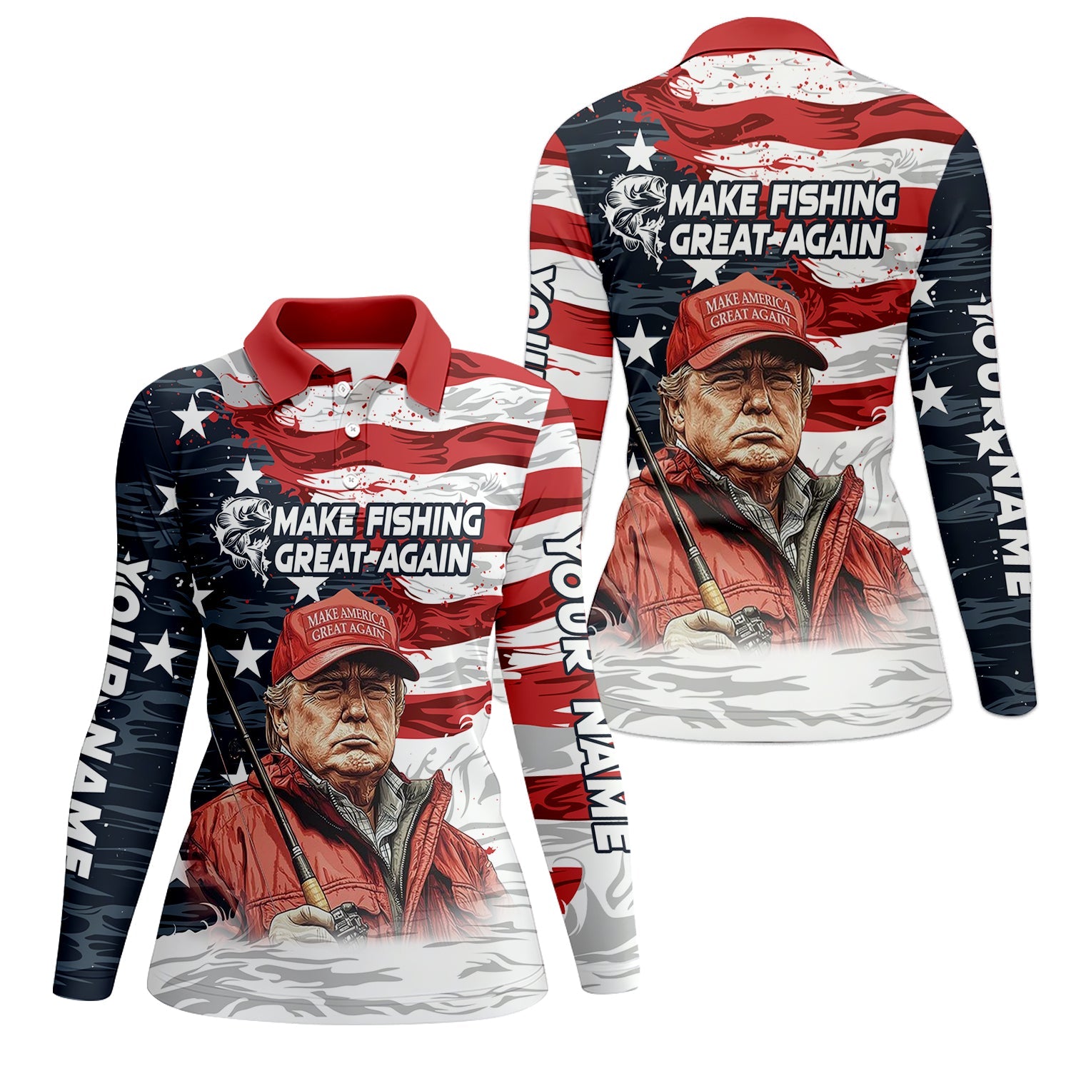 Make Fishing Great Again Patriotic Fishing Shirt, American Flag Fishing Shirt, Women Fishing Shirt