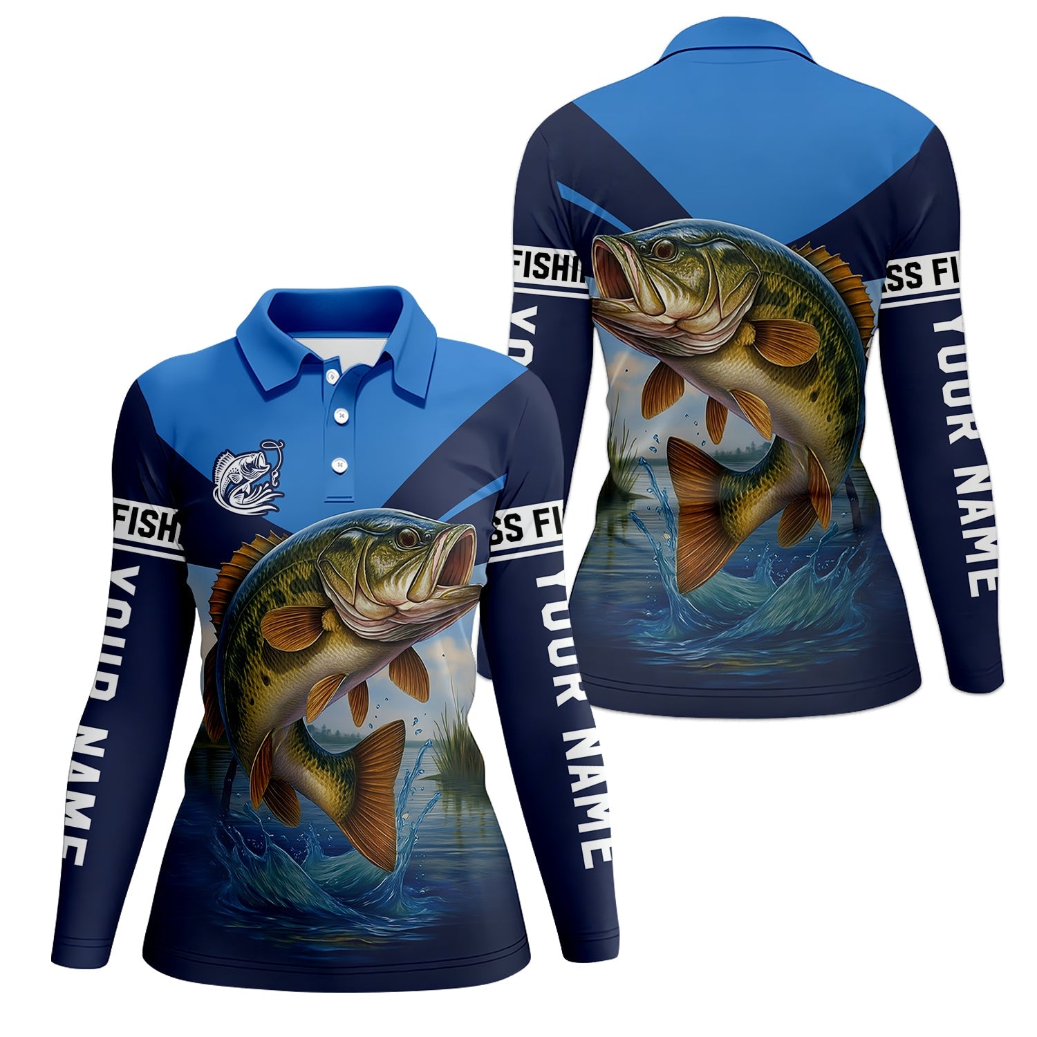 Largemouth Bass Fishing Women Fishing Shirt, SPF Long Sleeve Shirts Womens