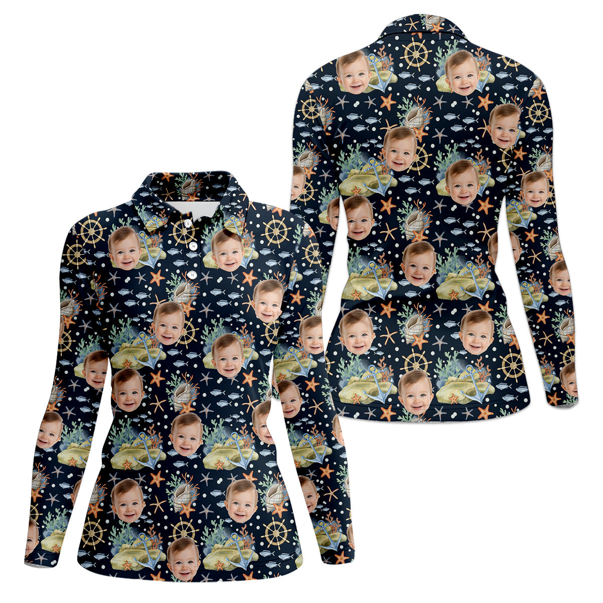 Custom Face Fishing UPF Shirts, Women Fishing Shirt, SPF Long Sleeve Shirts Womens