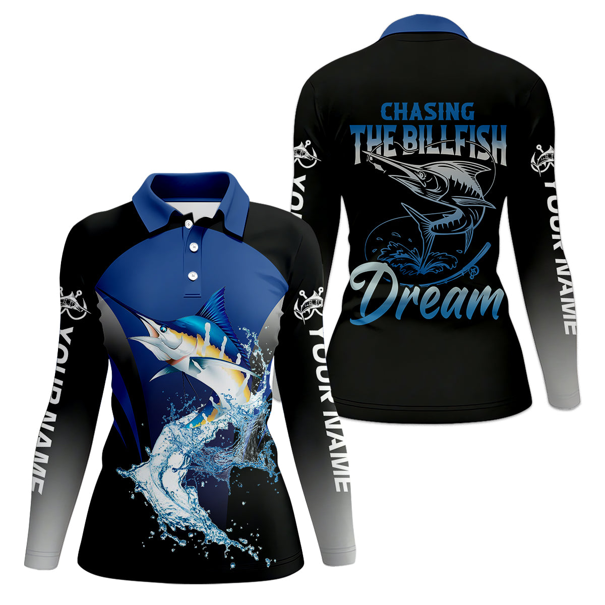 Marlin Fishing, Chasing The Billfish Dream Fishing Women SPF Shirt, Women Fishing Shirt, Funny Fishing Shirt