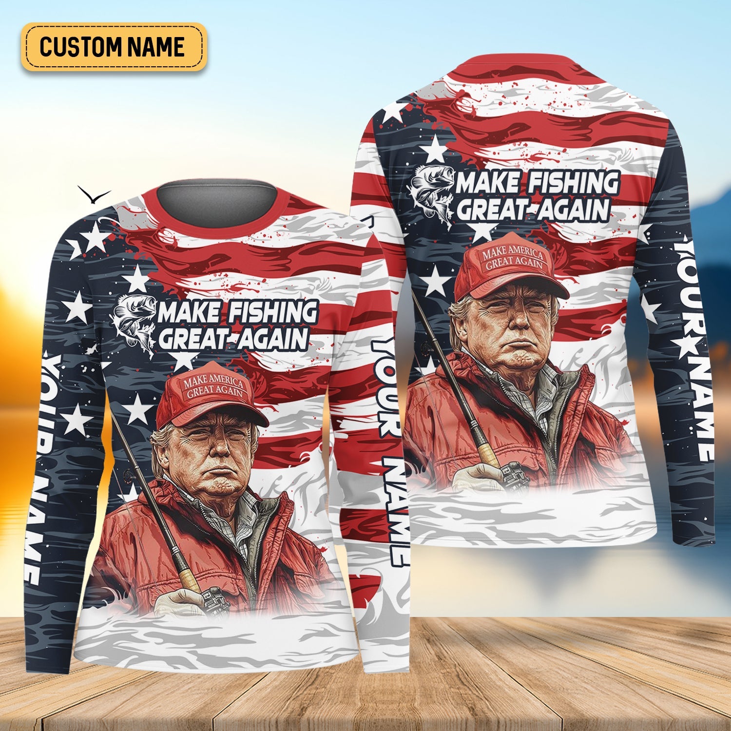 Make Fishing Great Again Patriotic Fishing Shirt, American Flag Fishing Shirt, Women Fishing Shirt