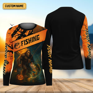 Bigfoot Halloween Fishing UPF Shirts, Women Fishing Shirt, Long Sleeve Fishing Shirts, Bass Fishing