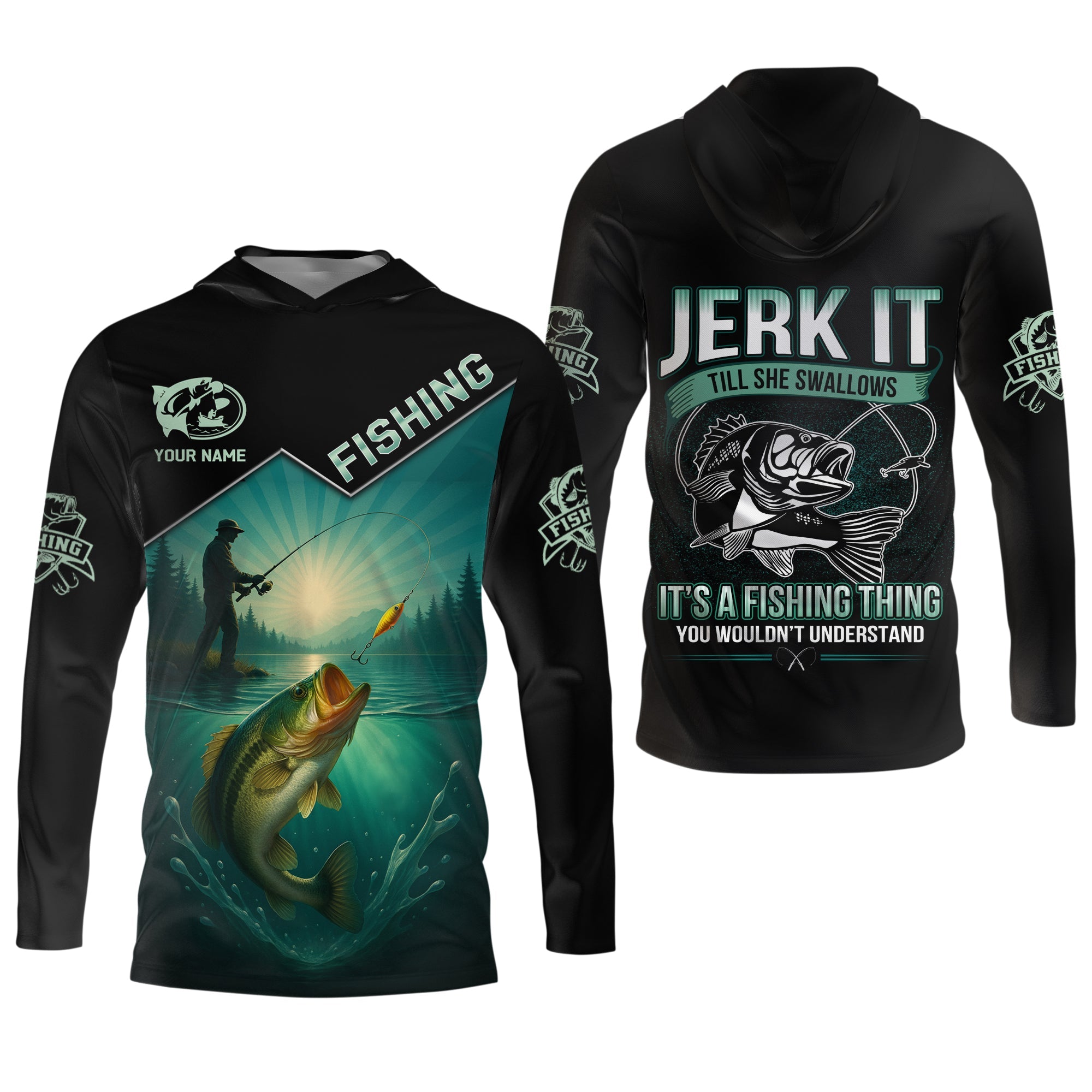 Jerk It Fishing Funny Shirt, Long Sleeve Fishing Shirts, SPF Shirts For Men, Men Long Sleeve Shirt
