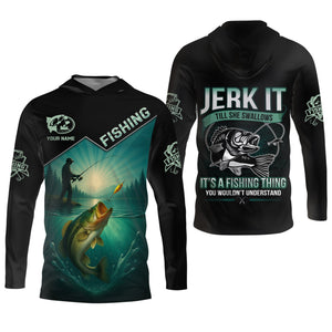 Jerk It Fishing Funny Shirt, Long Sleeve Fishing Shirts, SPF Shirts For Men, Men Long Sleeve Shirt