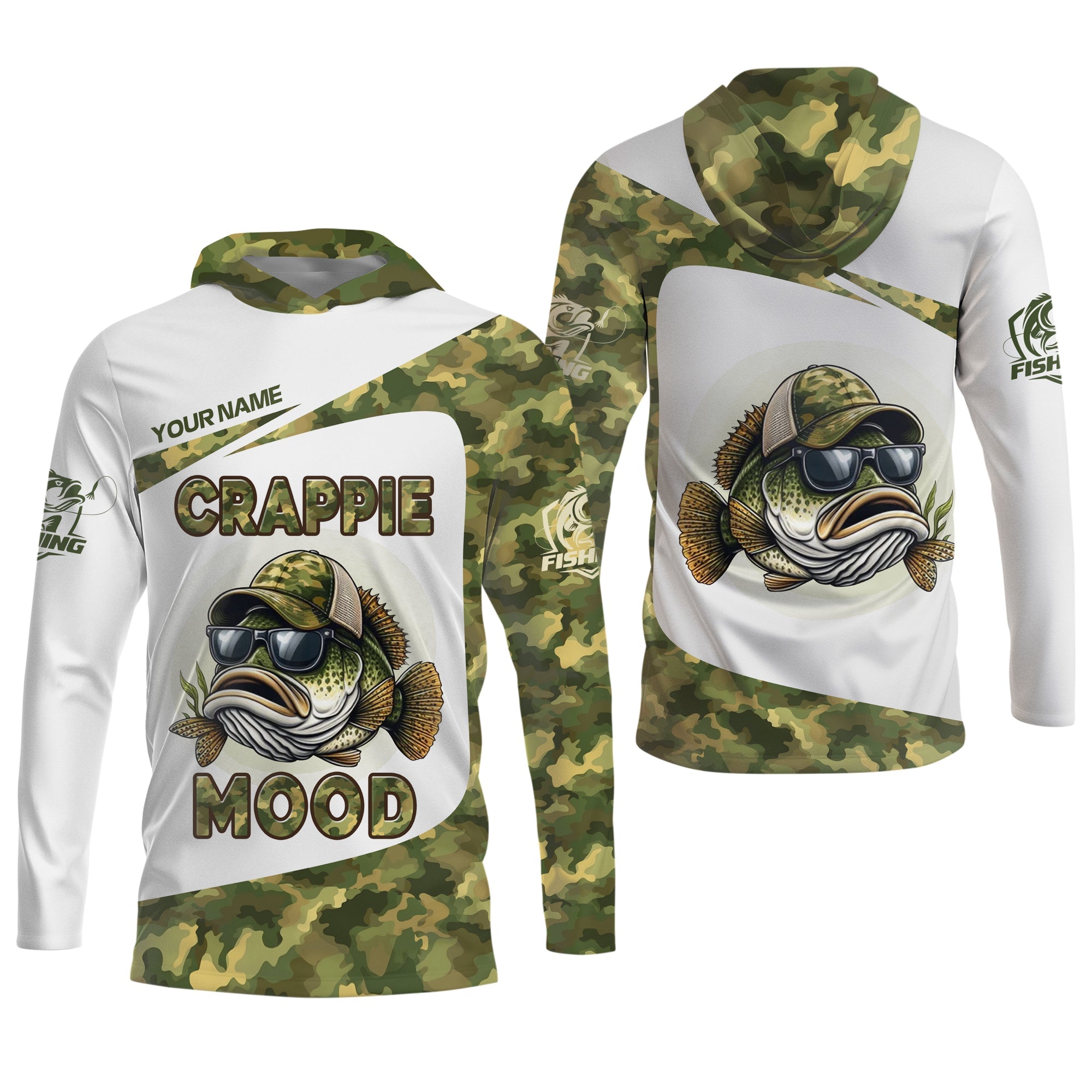 Crappie Mood Camo Fishing Shirt,  SPF Shirts For Men, Gag Gifts For Men, Men Long Sleeve Shirt