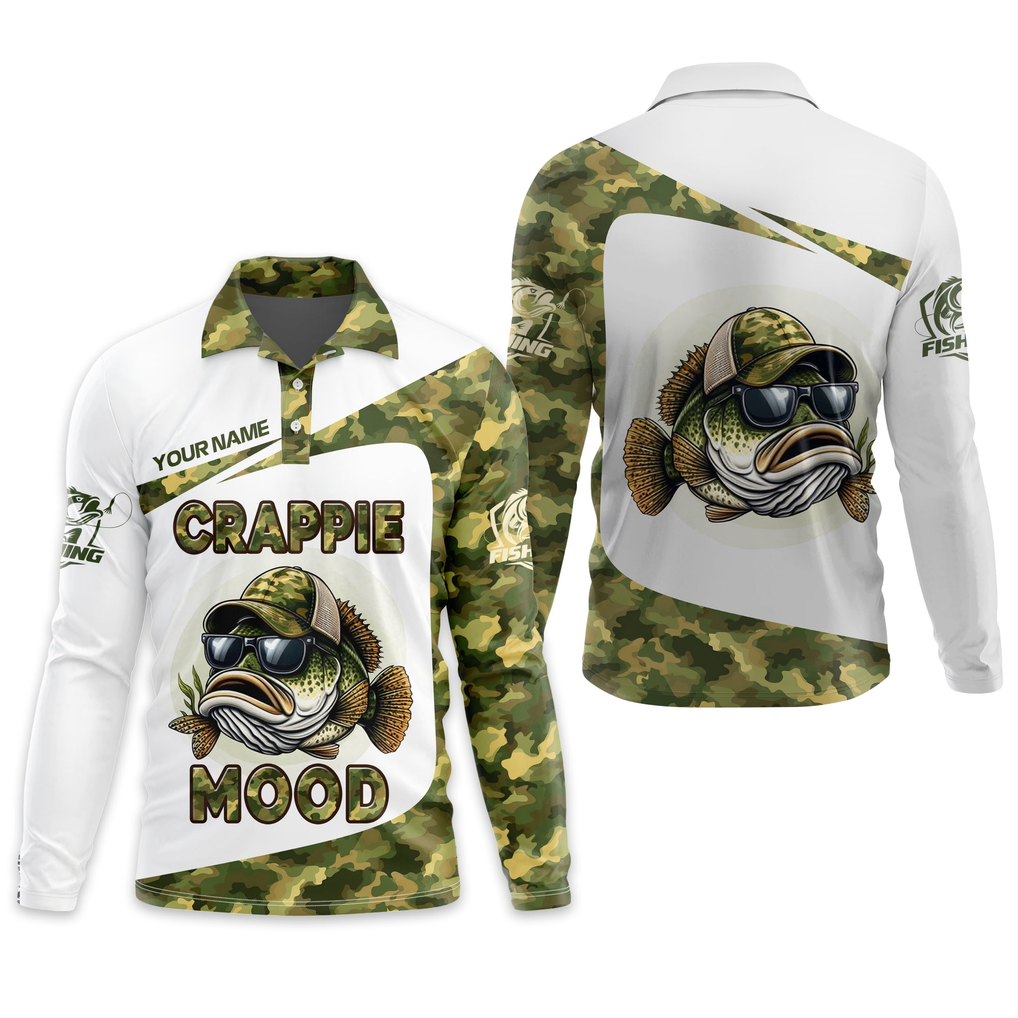 Crappie Mood Camo Fishing Shirt,  SPF Shirts For Men, Gag Gifts For Men, Men Long Sleeve Shirt