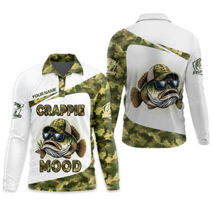 Crappie Mood Camo Fishing Shirt,  SPF Shirts For Men, Gag Gifts For Men, Men Long Sleeve Shirt