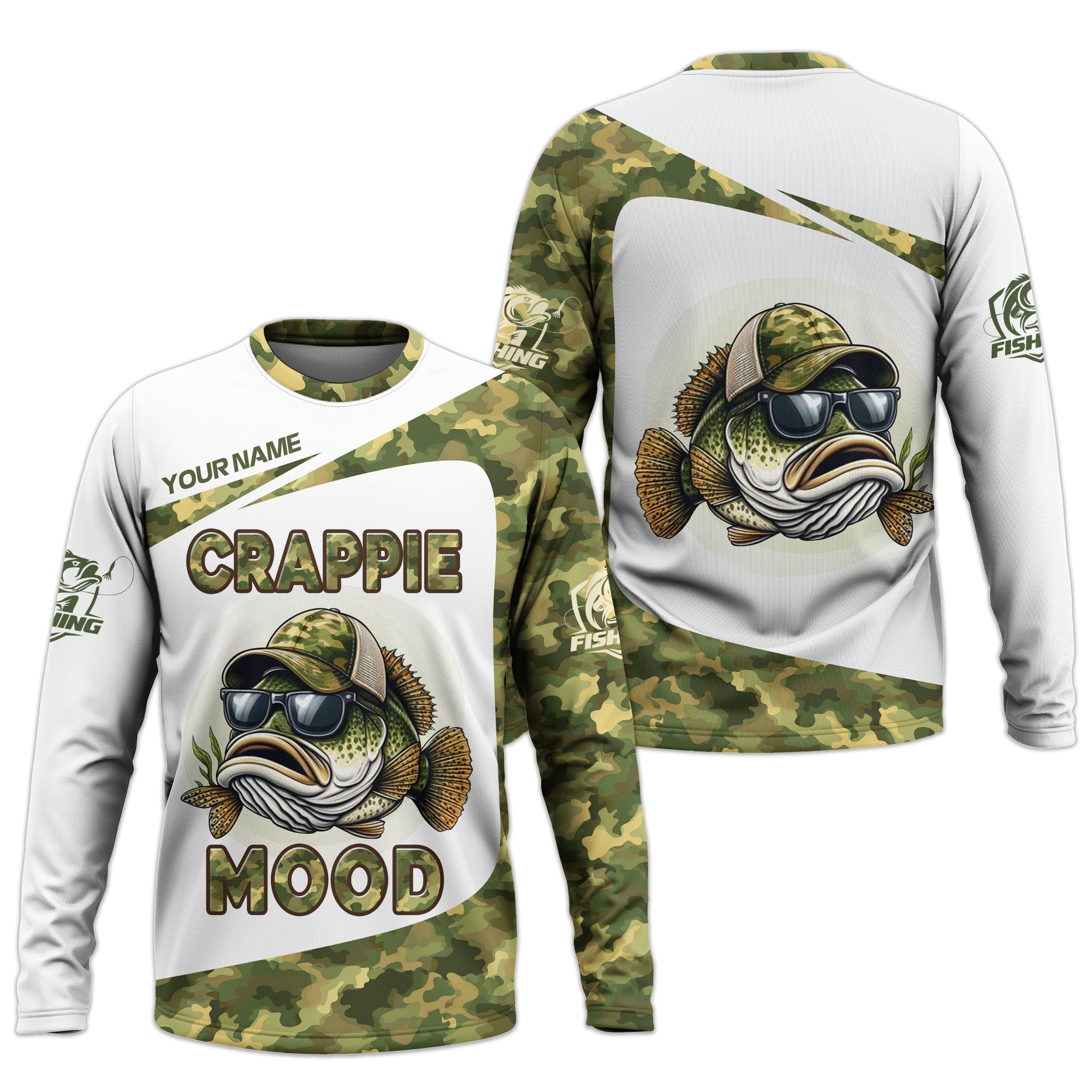 Crappie Mood Camo Fishing Shirt,  SPF Shirts For Men, Gag Gifts For Men, Men Long Sleeve Shirt