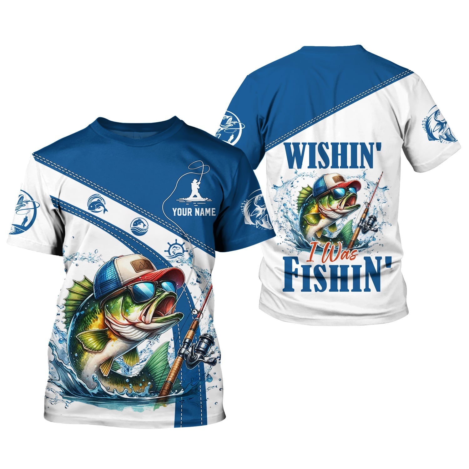 Wishin I Was Fishin, SPF Shirts For Men, Funny Fishing Shirt, Men Long Sleeve Shirt, Gift For Fisherman