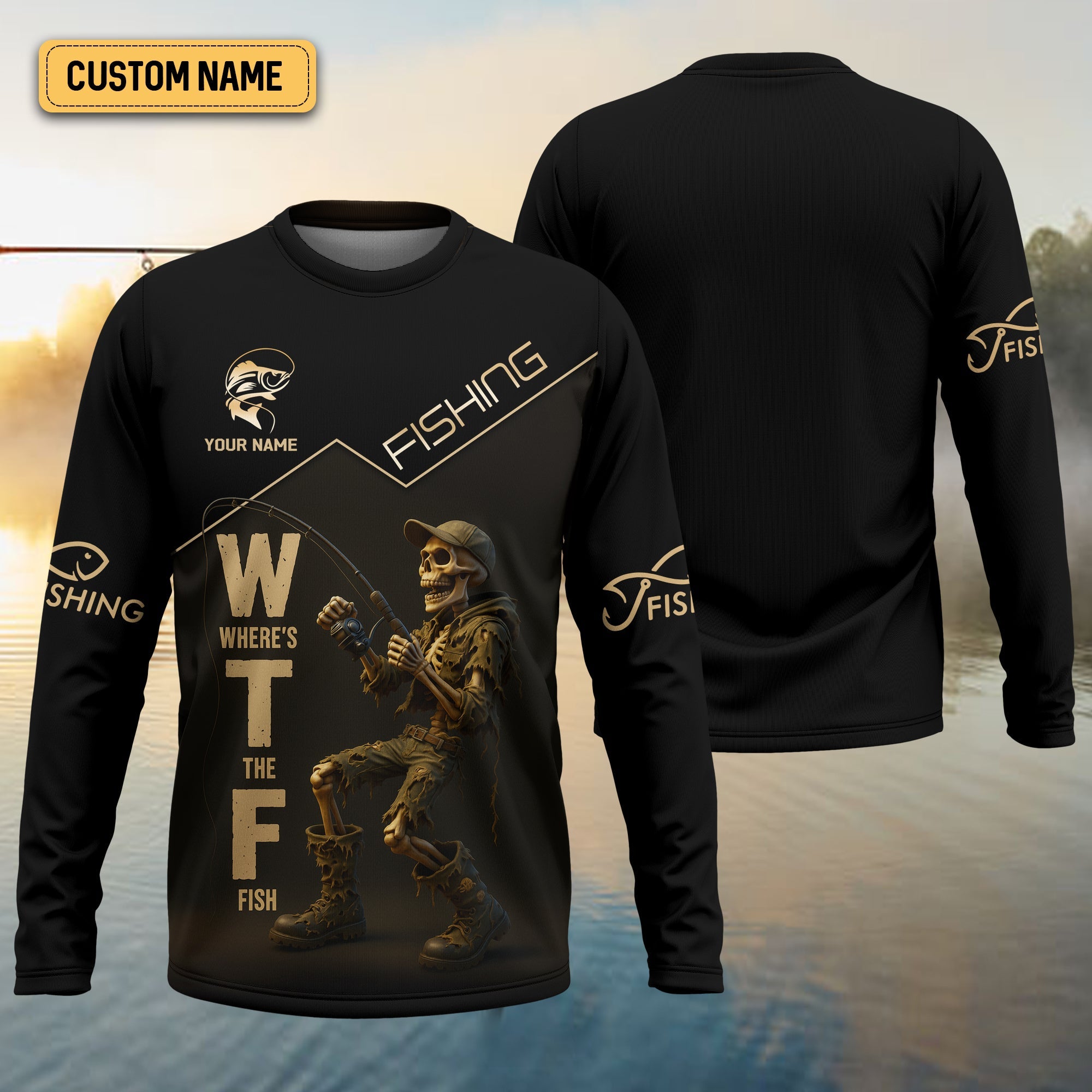 Where's The Fish, Funny Skeleton Fishing Shirts, UPF Fishing Shirts, Gag Gifts For Men, Funny Fishing Shirt