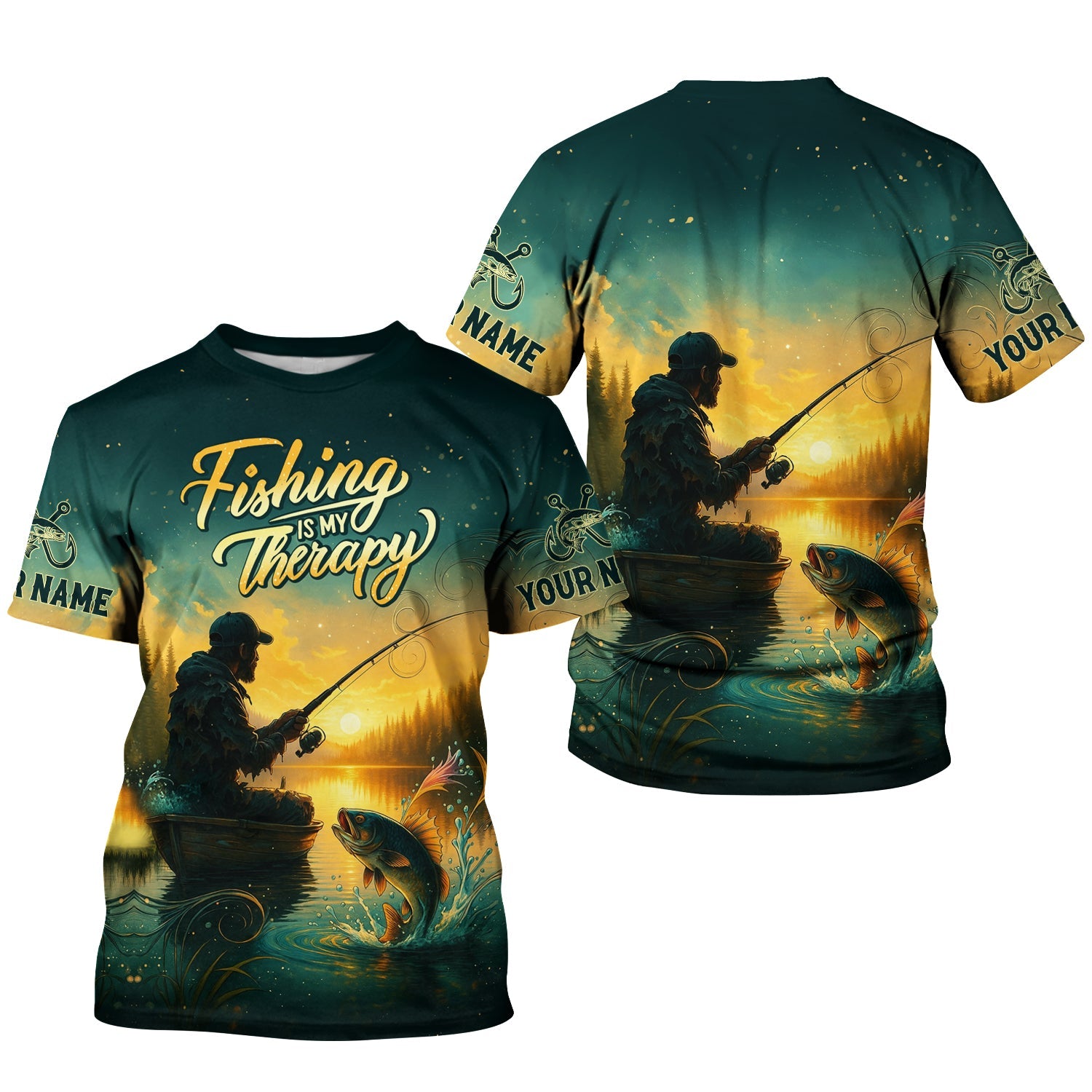 Fishing Is My Therapy, Long Sleeve Sun Shirt, SPF Shirts For Men, Gag Gifts For Men, Fishing Shirt For Men