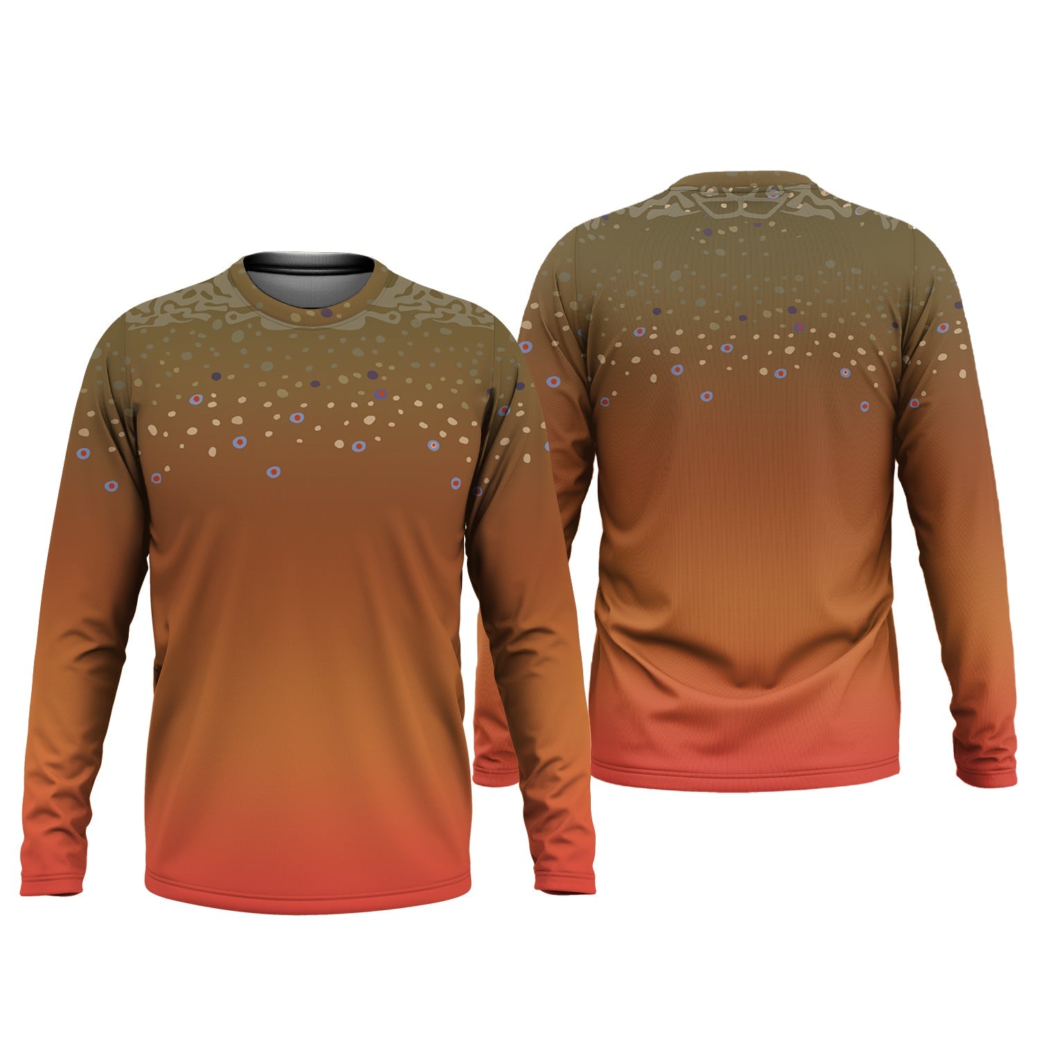 Orange Brook Trout Skin UPF Fishing Shirts, Hooded Sun Shirt, Personalized Fishing Gifts, UV Shirts For Men