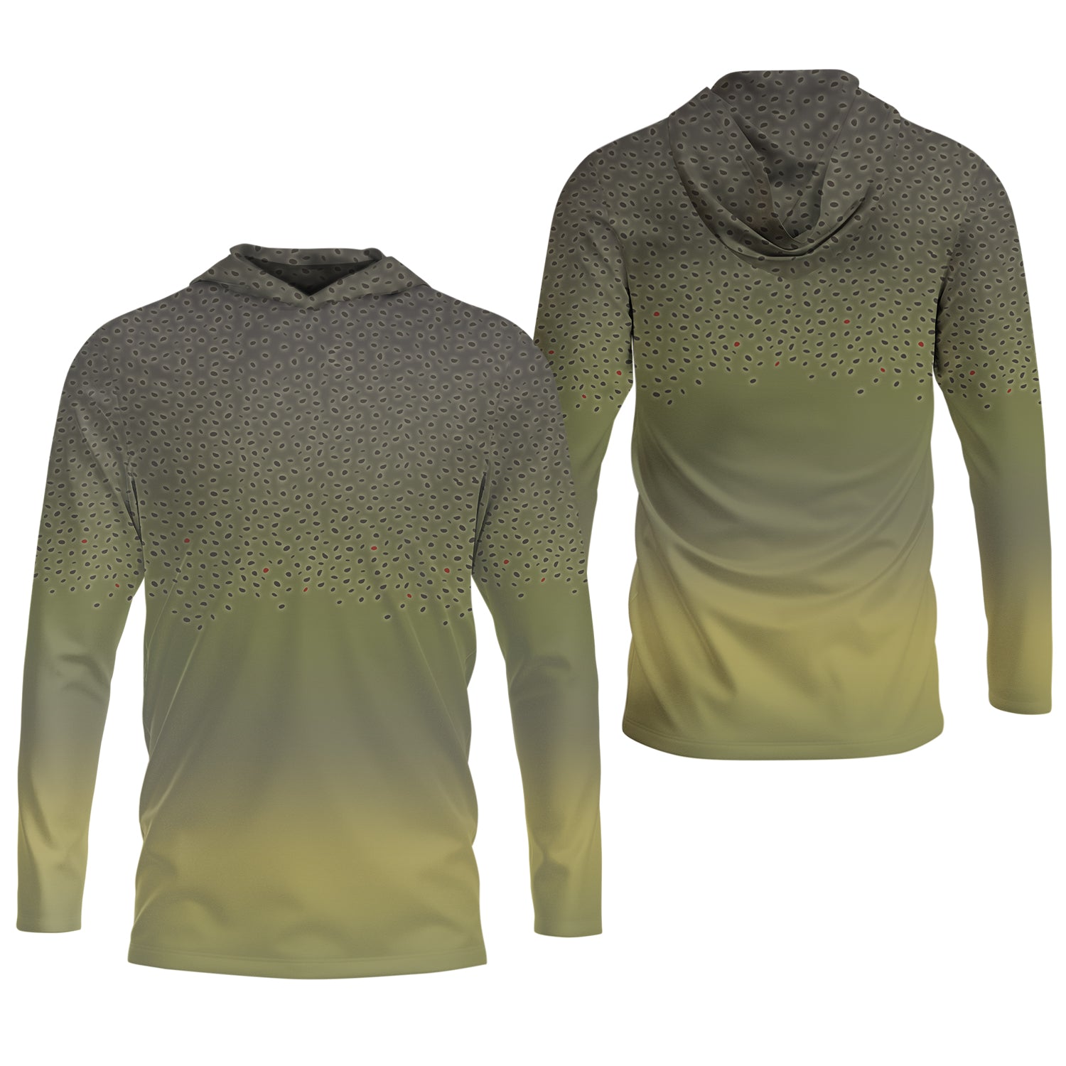 Green Brook Trout Skin UPF Fishing Shirts, Hooded Sun Shirt, Personalized Fishing Gifts, UV Shirts For Men