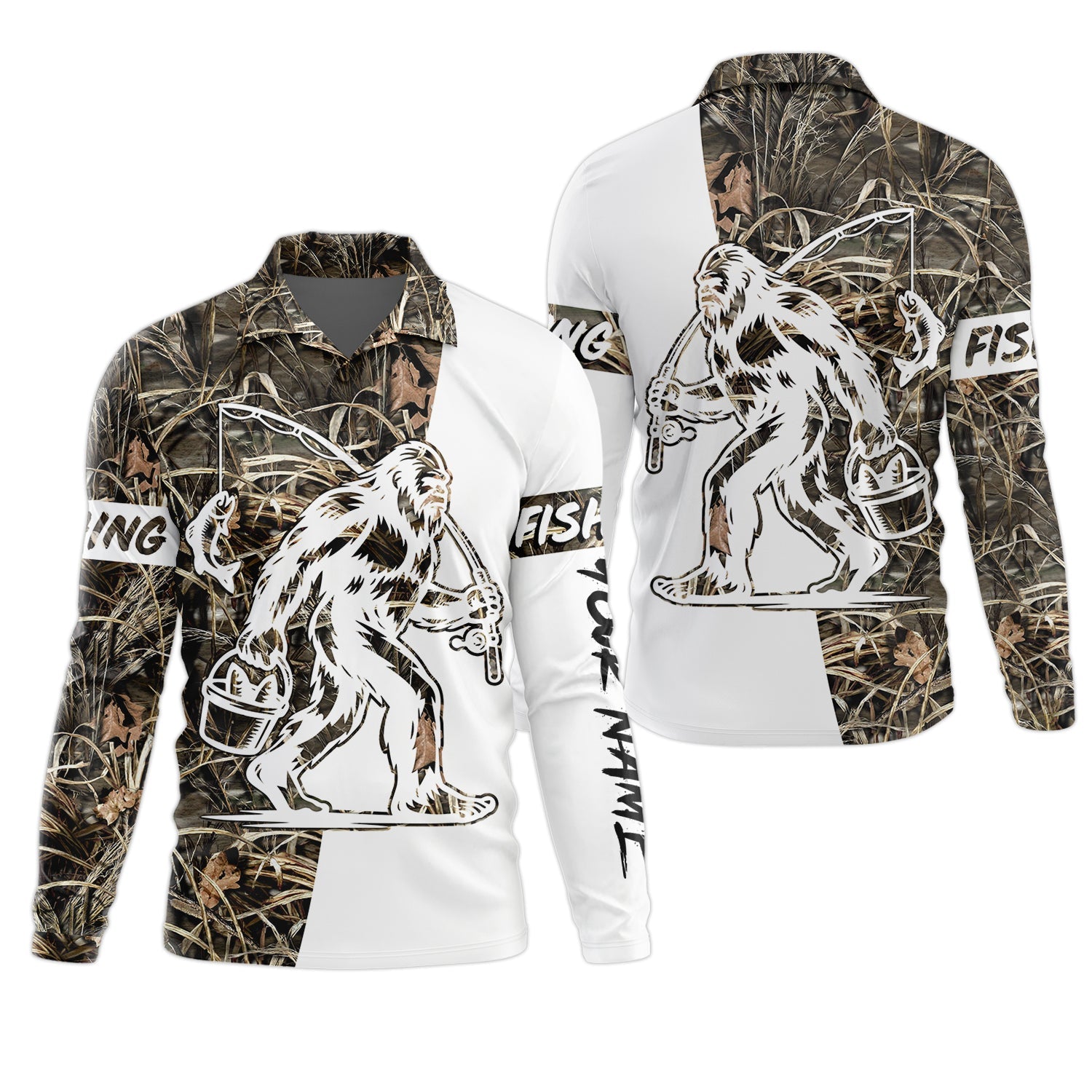 Sasquatch Fishing SPF Long Sleeve Shirts, Funny Fishing Shirt, Fishing Gifts For Men, Men's Fishing Shirt