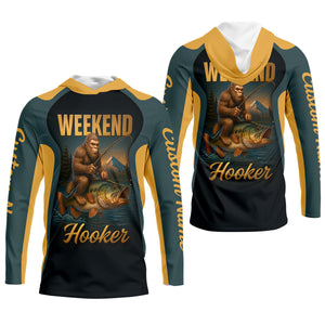 Weekend Hooker Sasquatch Fishing UPF Shirts, Funny Fishing Shirt, Men's Fishing Shirt