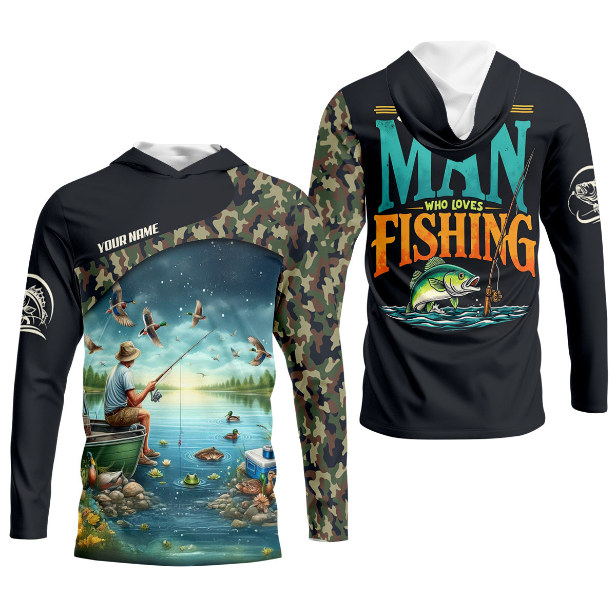 Just A Man Who Loves Fishing Camo Fishing Shirt, Fisherman Gift, SPF Shirt For Men