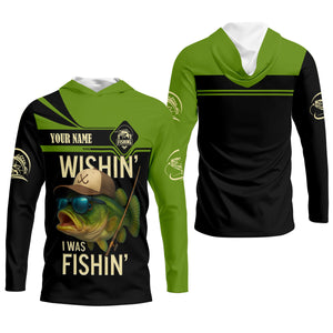 Wishing I Was Fishing Funny Fishing Shirt, Bass Fishing Shirt, SPF Shirt For Men, Men's Fishing Shirt
