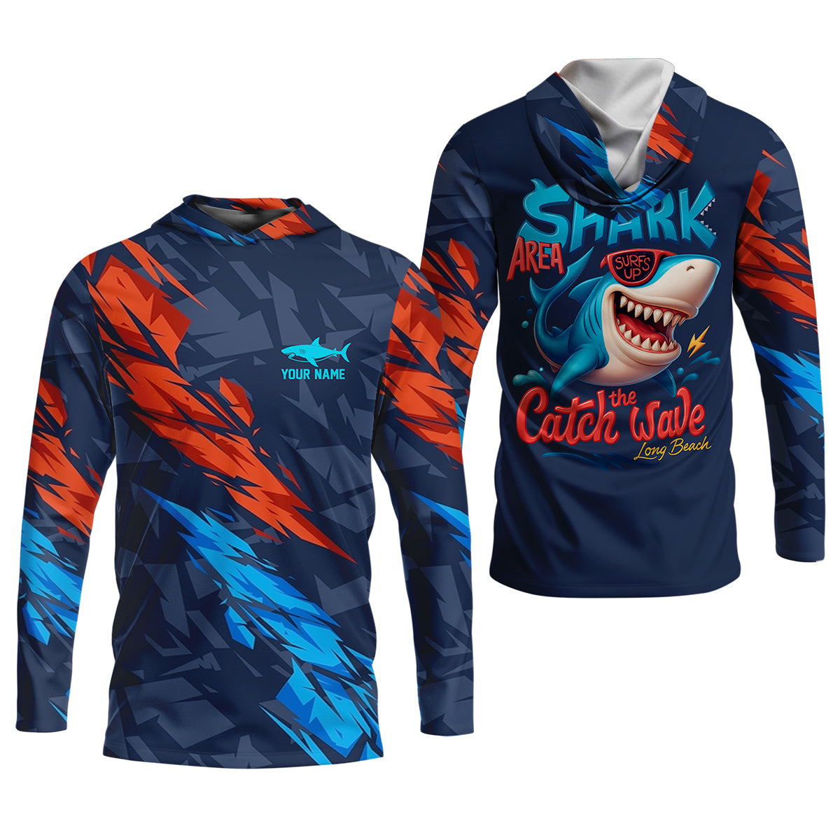 Shark Area Surf's Up The Catch Wave Funny Fishing Shirt, SPF Shirt For Men, Gift For Fisherman