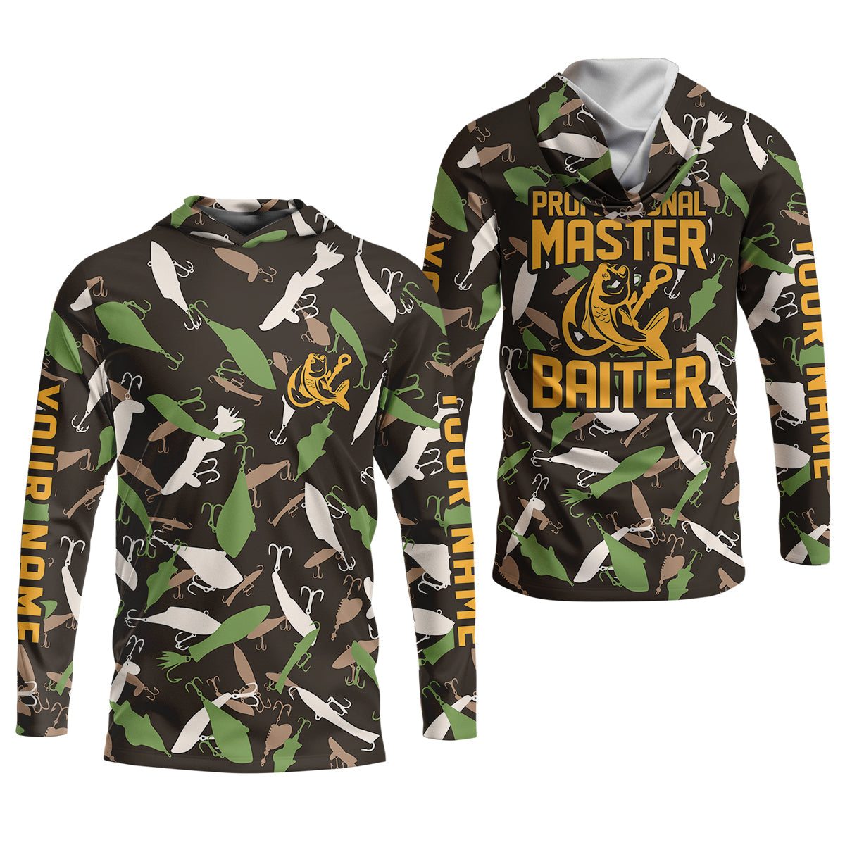 Professional Master Baiter Fishing UPF Shirts, Camo Fishing Shirt, Presents For Fishermen