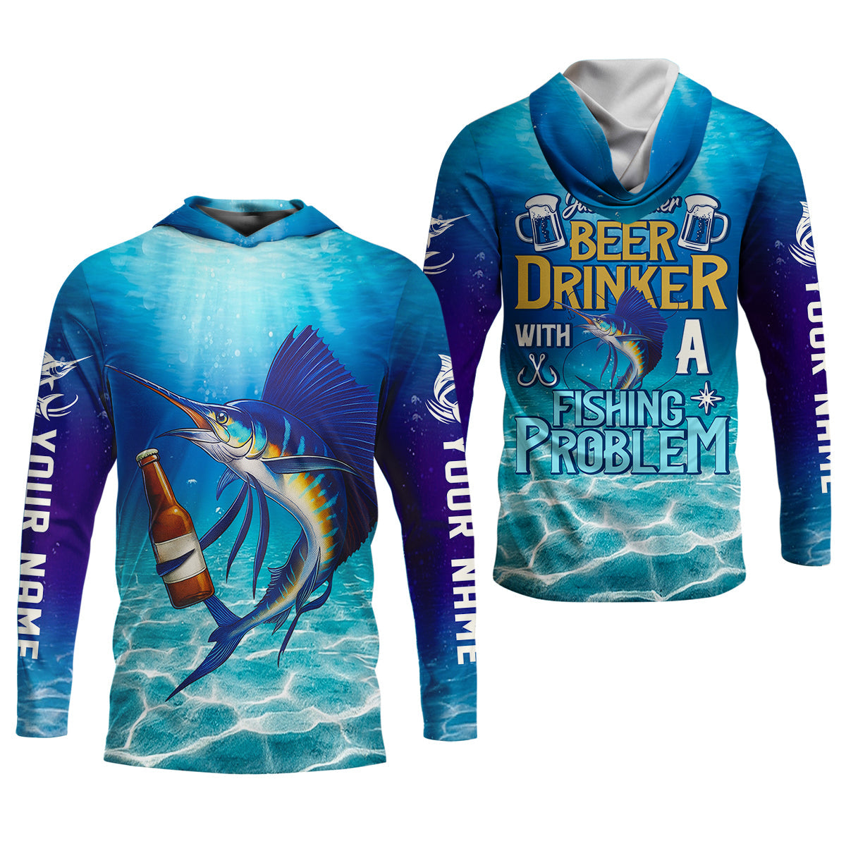 Just Another Beer Drinker With A Fishing Problem Marlin Fishing Shirt, Funny Fishing Shirt, Men's Fishing Shirt