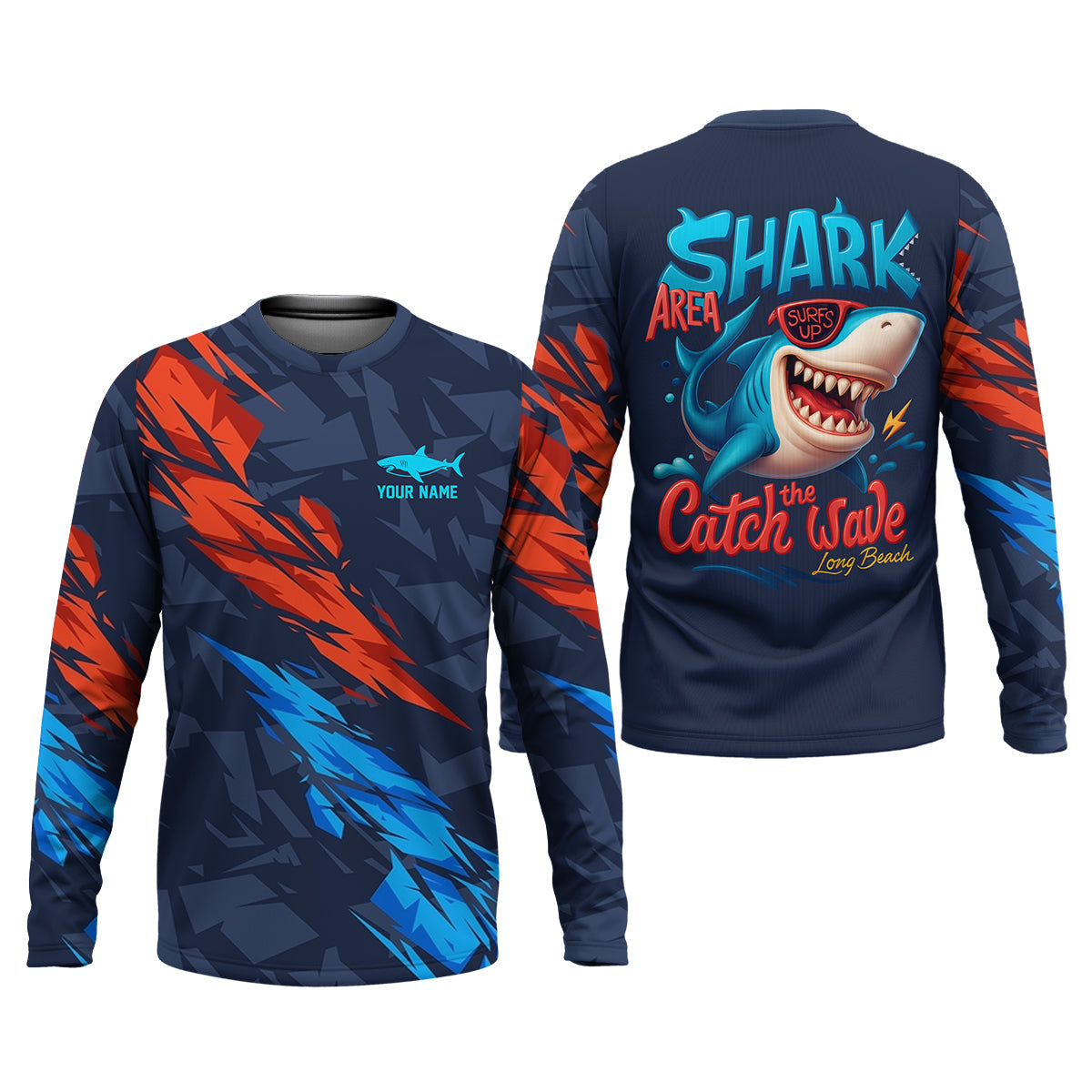 Shark Area Surf's Up The Catch Wave Funny Fishing Shirt, SPF Shirt For Men, Gift For Fisherman