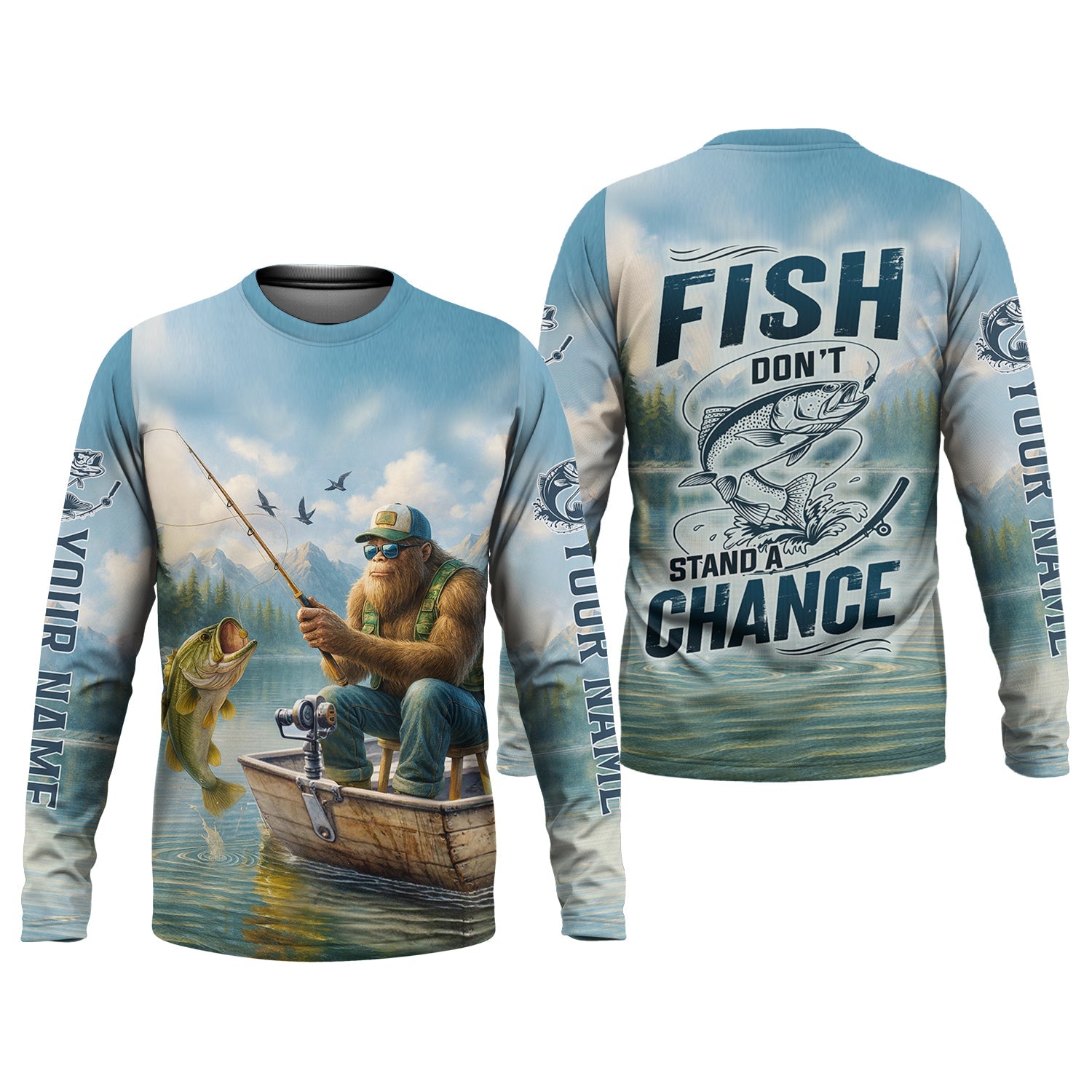 Don't Stand A Chance Men Fishing Shirt, SPF Long Sleeve Shirts, Presents For Fishermen