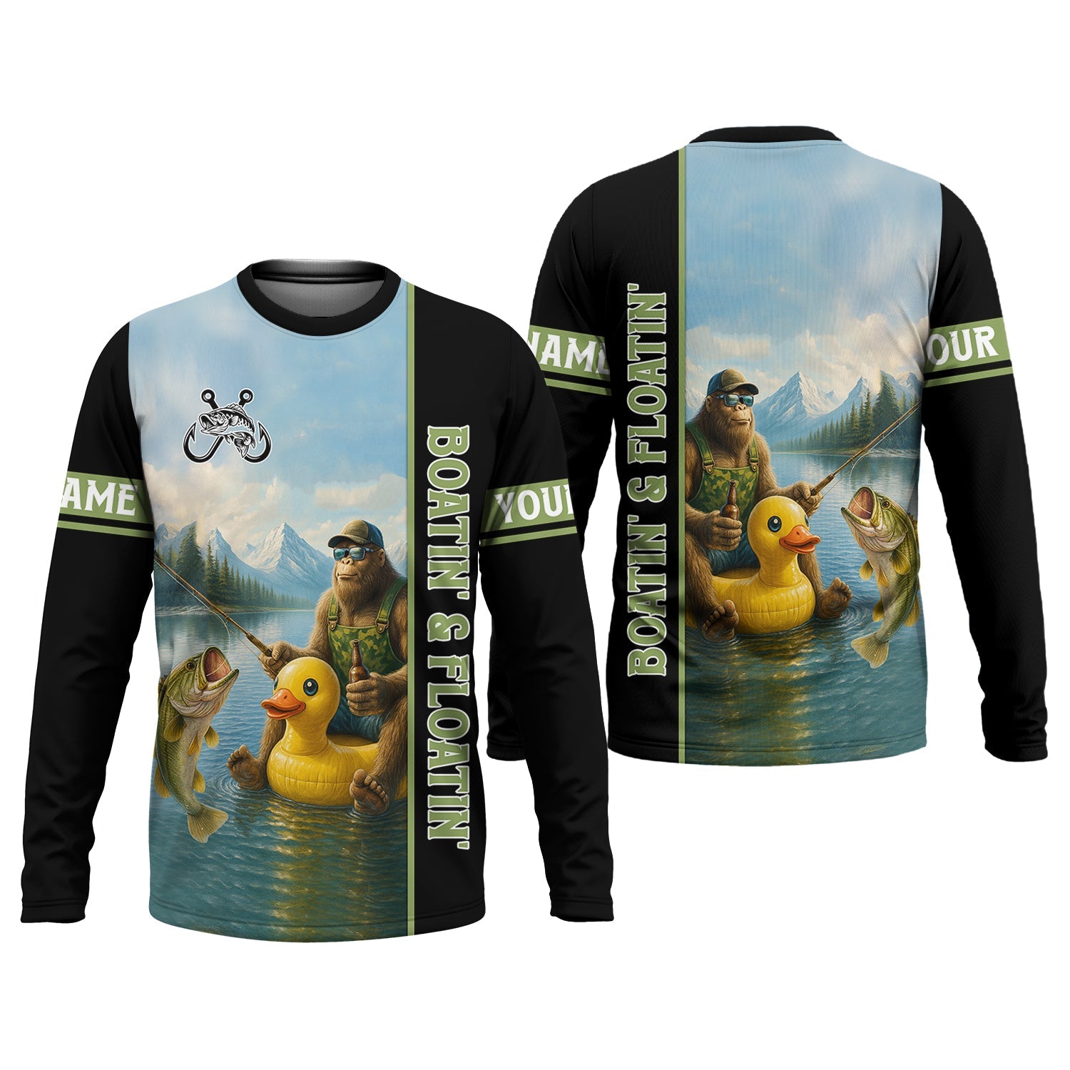 Boatin And Floatin, Bigfoot Fishing Shirt, Funny Fishing Shirt, SPF Shirt, Presents For Fishermen