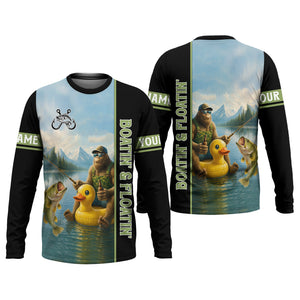 Boatin And Floatin, Bigfoot Fishing Shirt, Funny Fishing Shirt, SPF Shirt, Presents For Fishermen