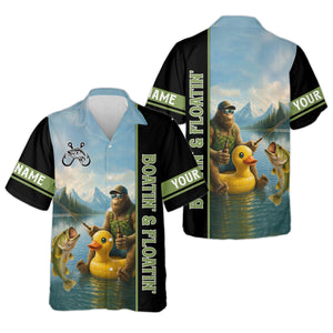 Boatin And Floatin, Bigfoot Fishing Shirt, Funny Fishing Shirt, SPF Shirt, Presents For Fishermen