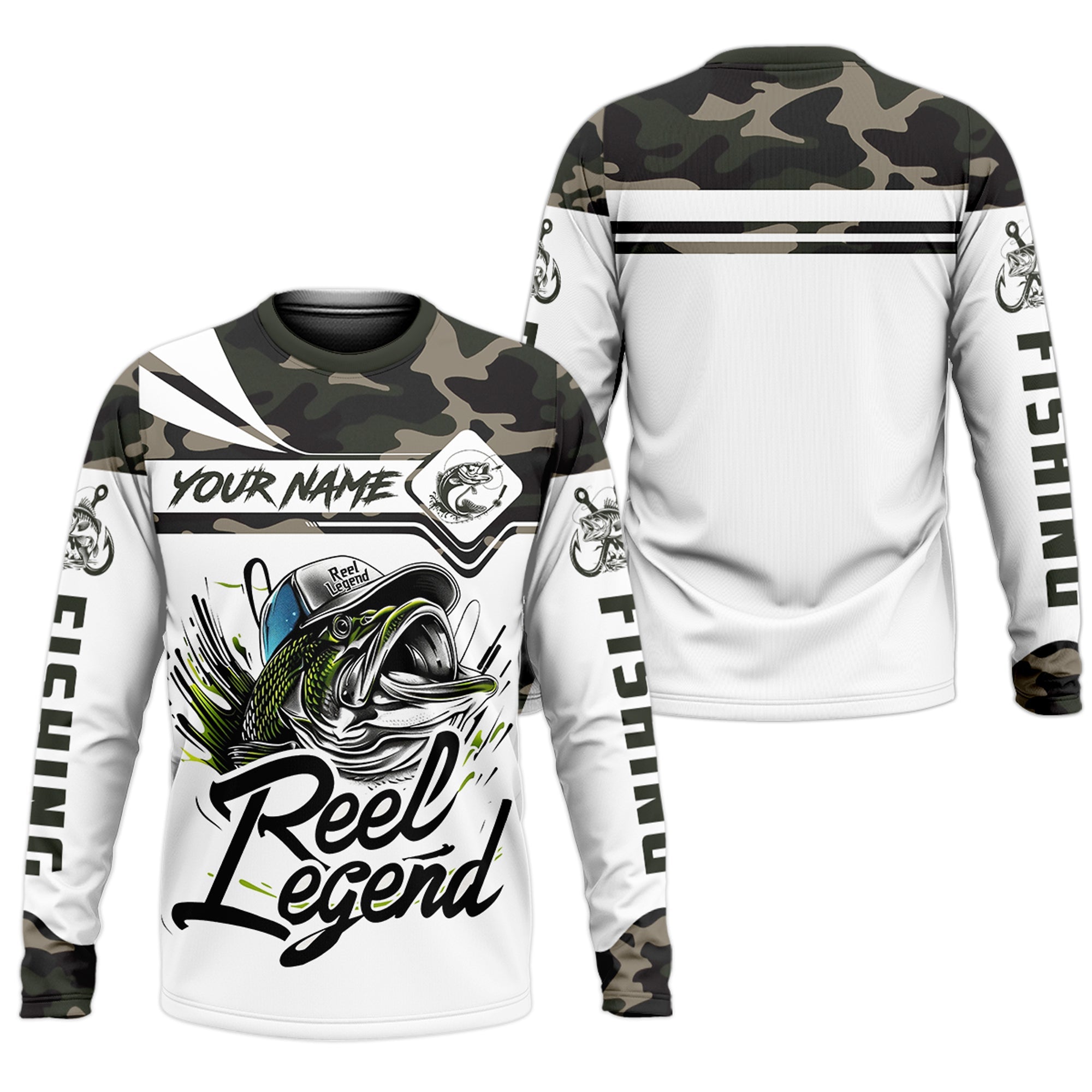 Camo Fishing Shirt, Fish Button Up Shirt, SPF Long Sleeve Shirts, Presents For Fishermen