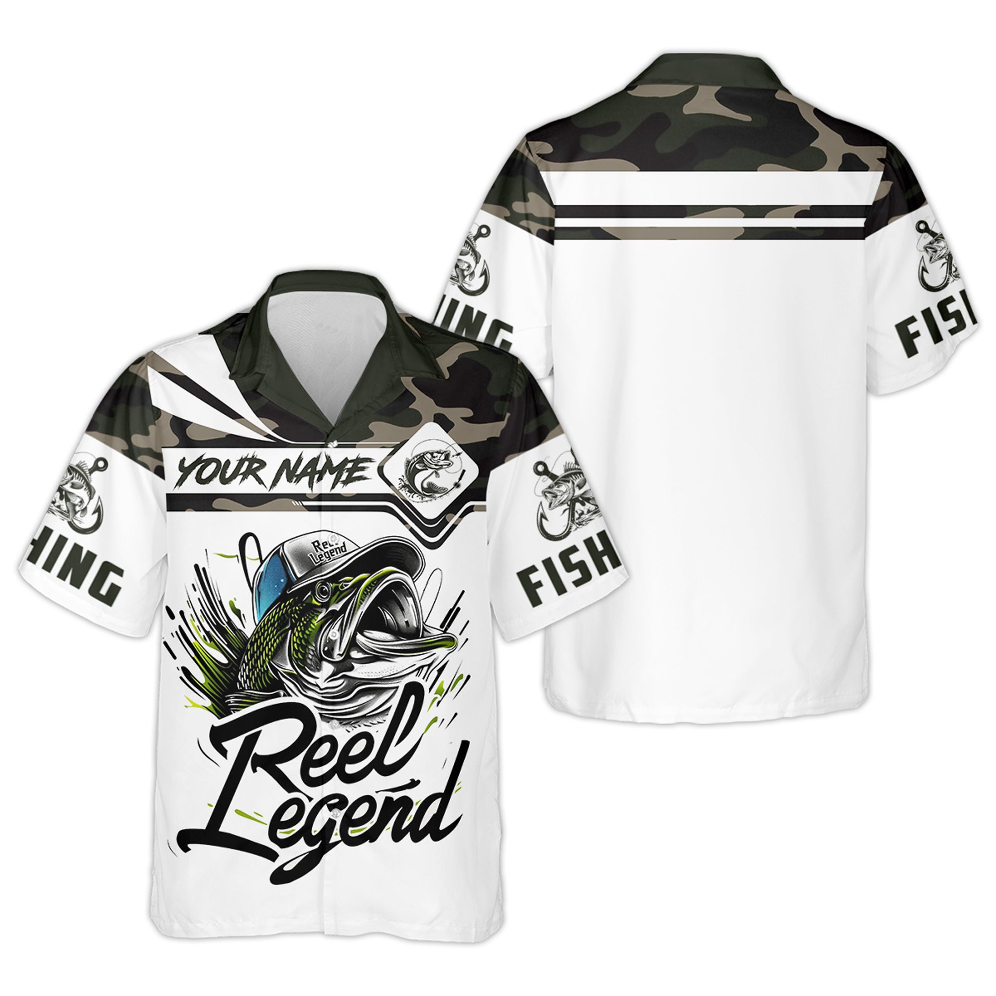 Camo Fishing Shirt, Fish Button Up Shirt, SPF Long Sleeve Shirts, Presents For Fishermen
