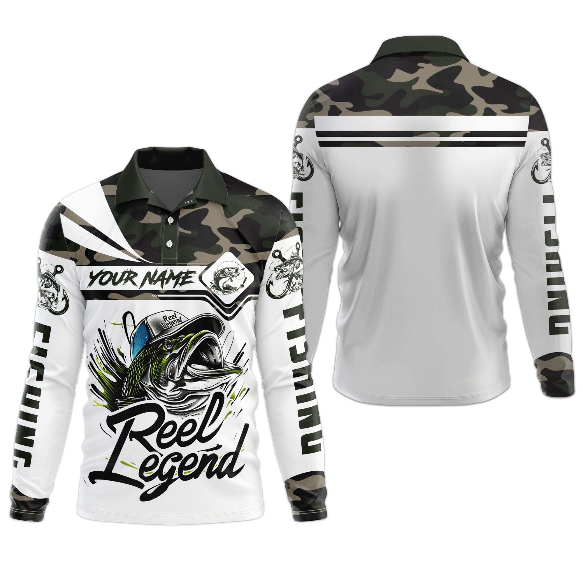 Camo Fishing Shirt, Fish Button Up Shirt, SPF Long Sleeve Shirts, Presents For Fishermen