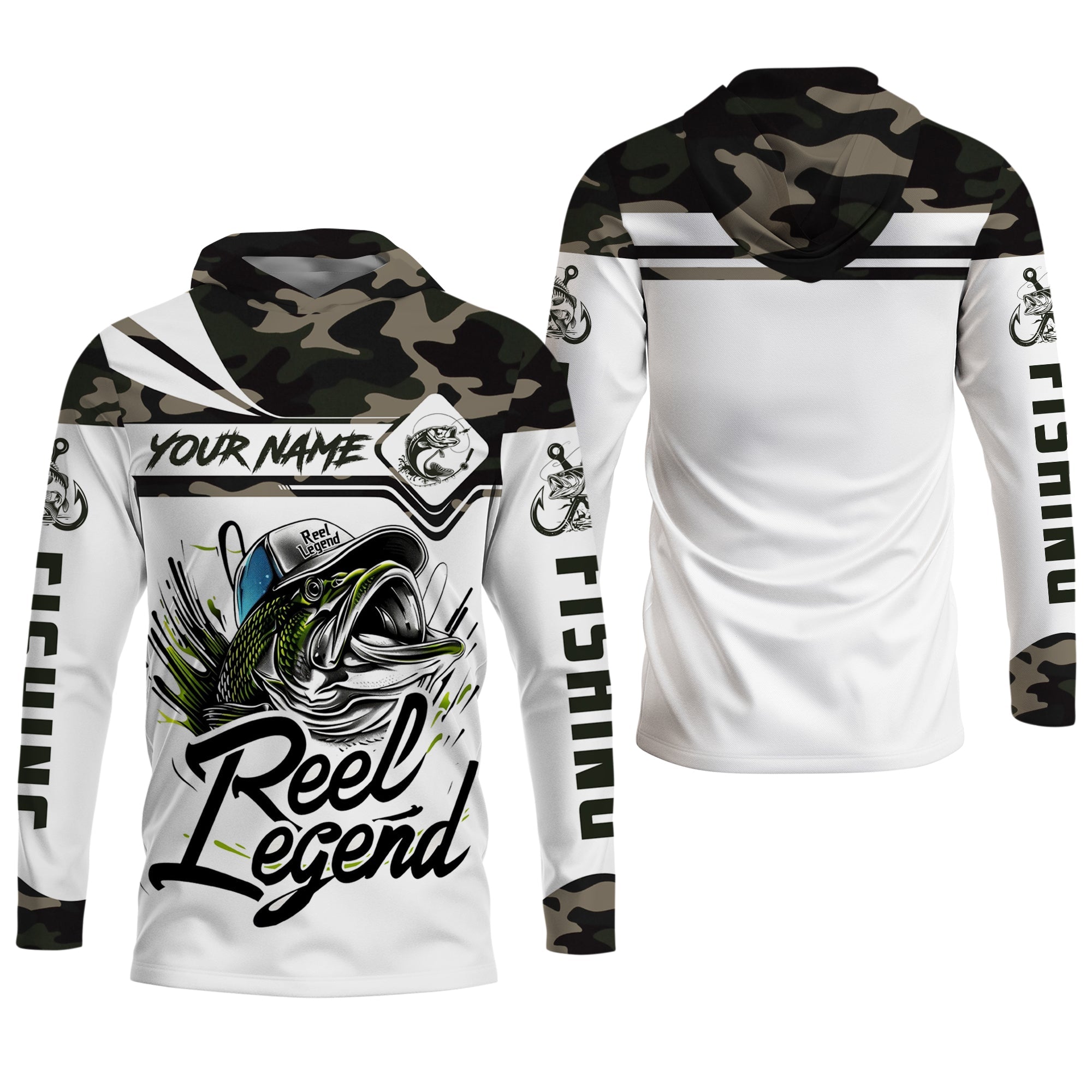Camo Fishing Shirt, Fish Button Up Shirt, SPF Long Sleeve Shirts, Presents For Fishermen